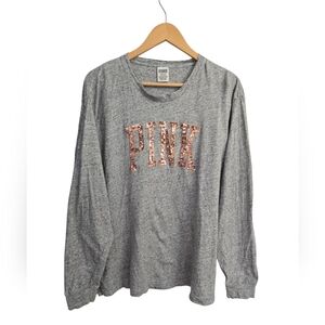 Victoria Secret Pink Gray Sequin Bling Top Size L